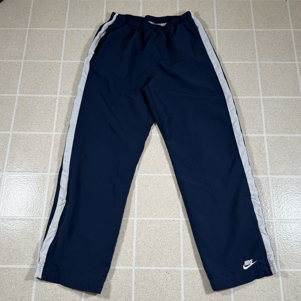 Vintage Nike Pants Mens Medium Blue Track Fleece Lined Windbreaker Warmup Y2K